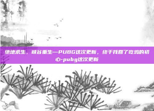 绝地求生，峡谷重生—PUBG这次更新，终于找回了吃鸡的初心-pubg这次更新