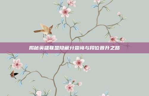 揭秘英雄联盟隐藏分查询与段位晋升之路
