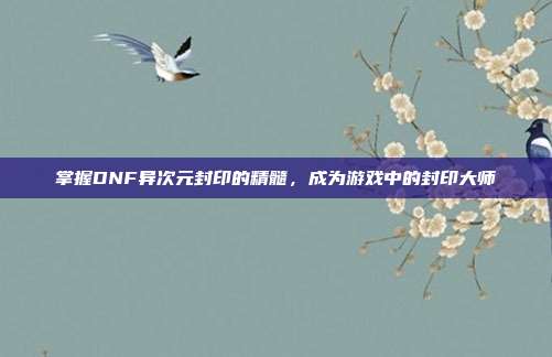 掌握DNF异次元封印的精髓,成为游戏中的封印大师