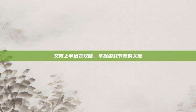 艾克上单出装攻略,掌握游戏节奏的关键