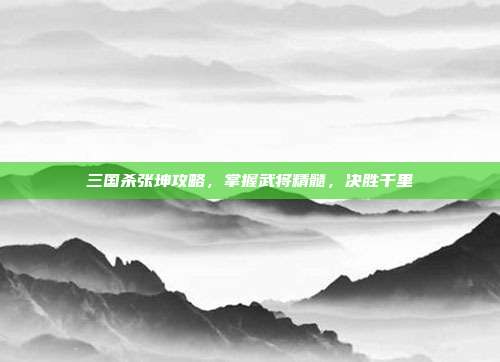 三国杀张坤攻略,掌握武将精髓,决胜千里
