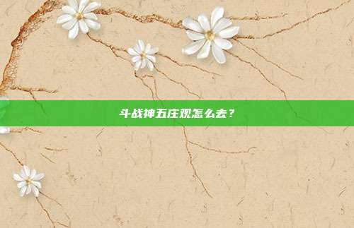 斗战神五庄观怎么去?