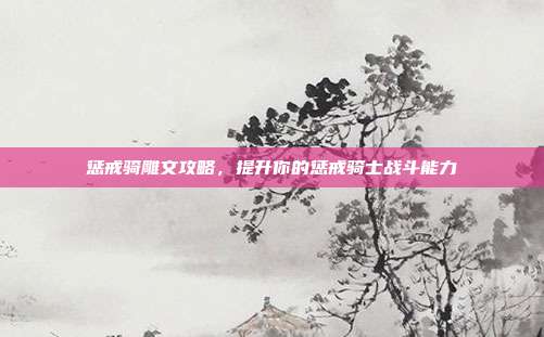 惩戒骑雕文攻略,提升你的惩戒骑士战斗能力