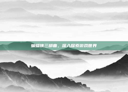 蝙蝠侠三部曲,深入探索游戏世界