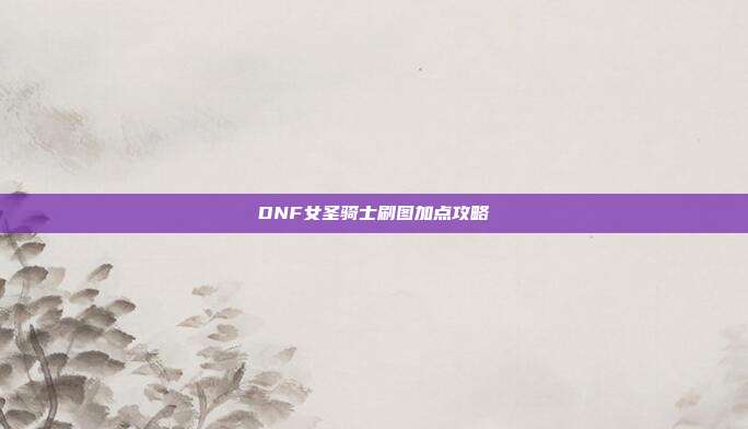 DNF女圣骑士刷图加点攻略