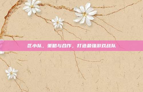 区小队，策略与合作，打造最强游戏战队