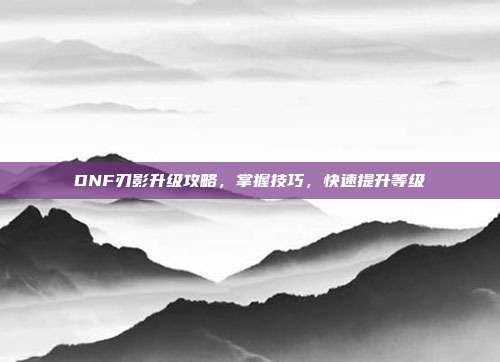 DNF刃影升级攻略,掌握技巧,快速提升等级
