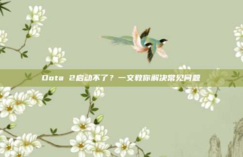 Dota 2启动不了？一文教你解决常见问题