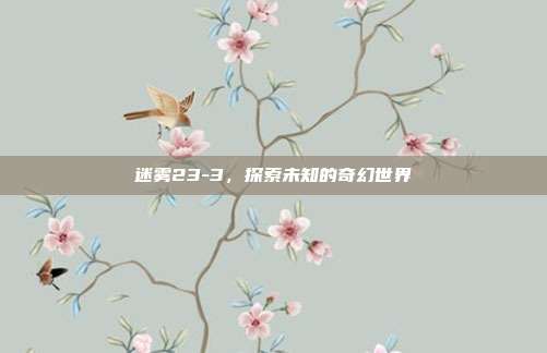迷雾23-3,探索未知的奇幻世界
