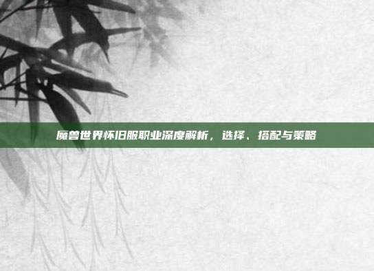 魔兽世界怀旧服职业深度解析,选择、搭配与策略