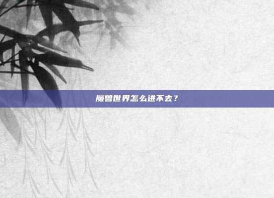 魔兽世界怎么进不去？
