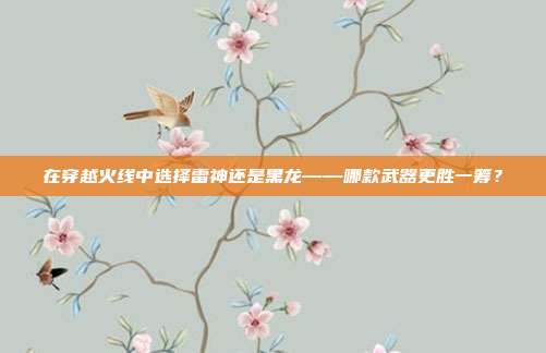 在穿越火线中选择雷神还是黑龙——哪款武器更胜一筹?