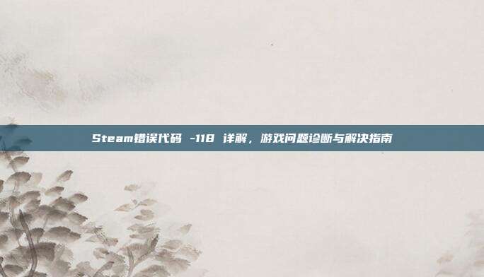 Steam错误代码 -118 详解,游戏问题诊断与解决指南