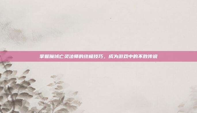 掌握魔域亡灵法师的终极技巧，成为游戏中的不败传说