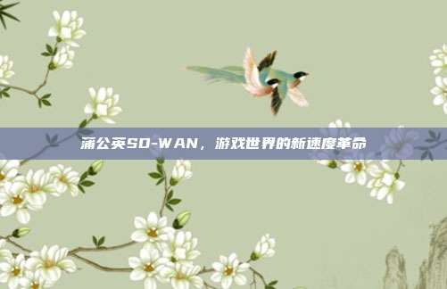 蒲公英SD-WAN,游戏世界的新速度革命