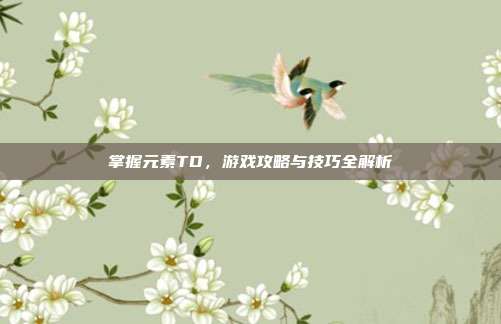 掌握元素TD,游戏攻略与技巧全解析