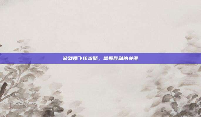 游戏岳飞传攻略，掌握胜利的关键