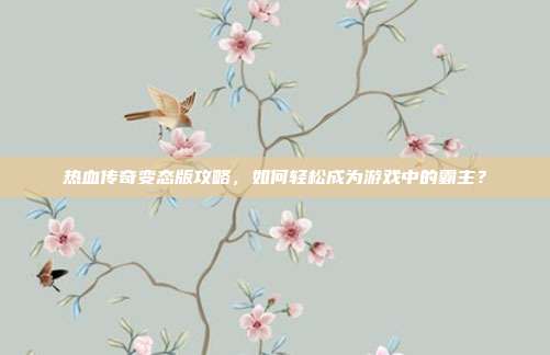 热血传奇变态版攻略,如何轻松成为游戏中的霸主?