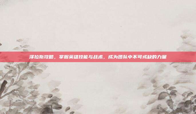 泽拉斯攻略,掌握英雄技能与战术,成为团队中不可或缺的力量