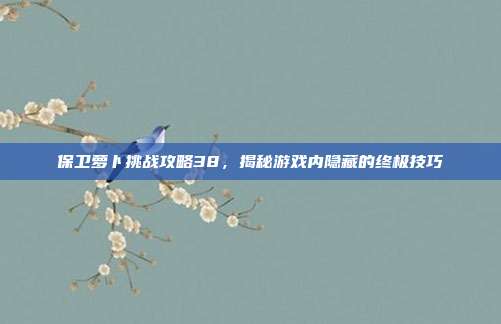 保卫萝卜挑战攻略38,揭秘游戏内隐藏的终极技巧