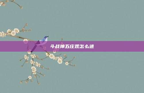 斗战神五庄观怎么进