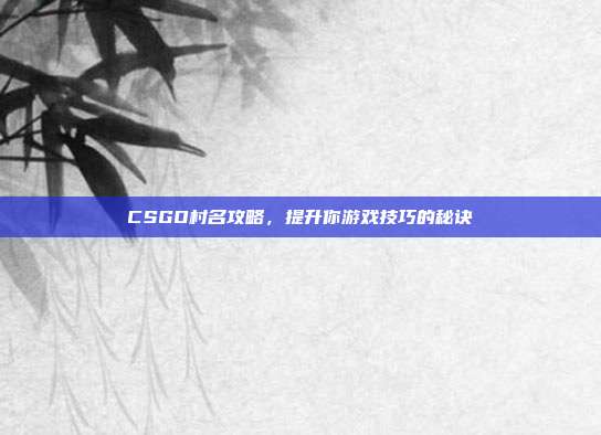 CSGO村名攻略，提升你游戏技巧的秘诀