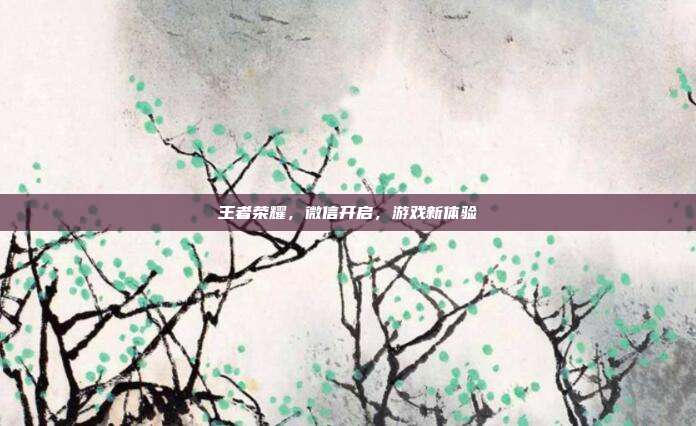 王者荣耀，微信开启，游戏新体验