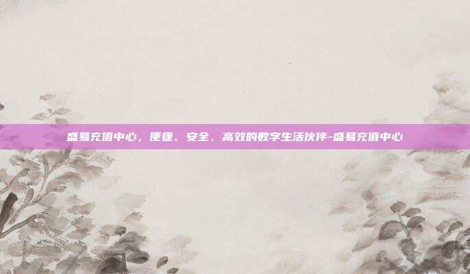 盛易充值中心，便捷、安全、高效的数字生活伙伴-盛易充值中心