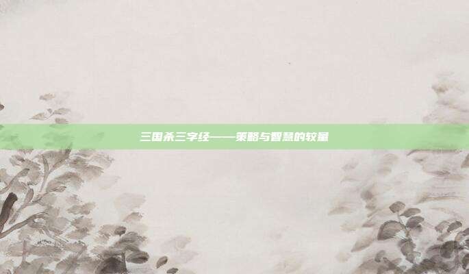三国杀三字经——策略与智慧的较量