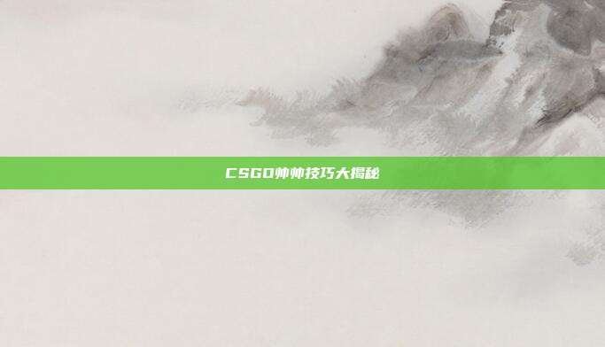 CSGO帅帅技巧大揭秘
