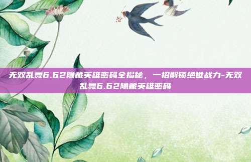 无双乱舞6.62隐藏英雄密码全揭秘，一招解锁绝世战力-无双乱舞6.62隐藏英雄密码