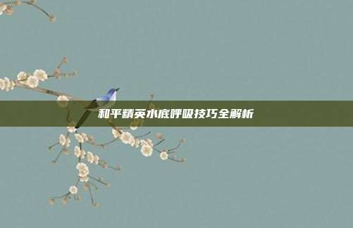 和平精英水底呼吸技巧全解析