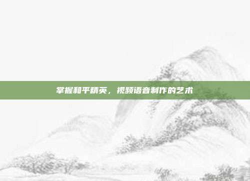 掌握和平精英，视频语音制作的艺术