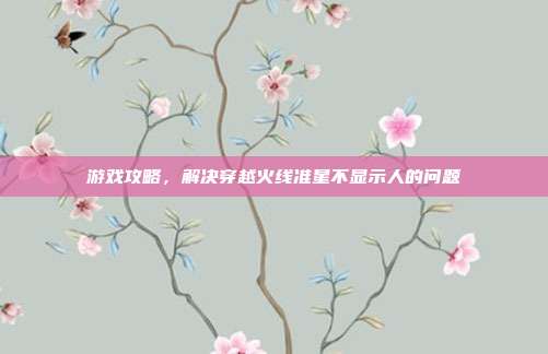 游戏攻略，解决穿越火线准星不显示人的问题