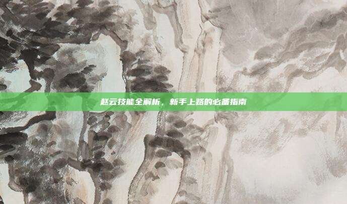 赵云技能全解析，新手上路的必备指南