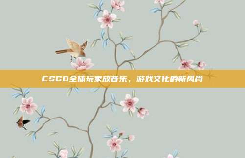 CSGO全体玩家放音乐，游戏文化的新风尚