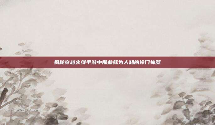 揭秘穿越火线手游中那些鲜为人知的冷门神器