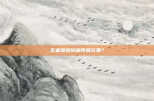 王者荣耀隐藏阵营在哪？