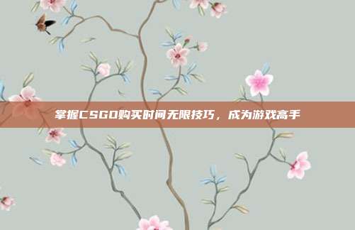 掌握CSGO购买时间无限技巧,成为游戏高手