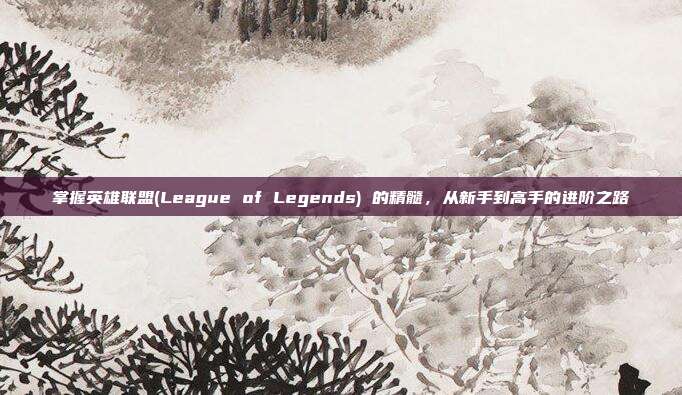 掌握英雄联盟(League of Legends) 的精髓，从新手到高手的进阶之路
