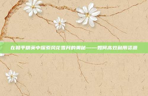 在和平精英中探索风花雪月的奥秘——如何高效利用资源