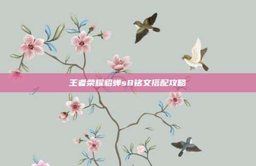 王者荣耀貂蝉s8铭文搭配攻略