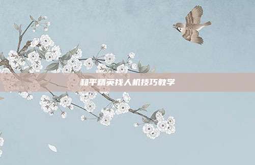 和平精英找人机技巧教学