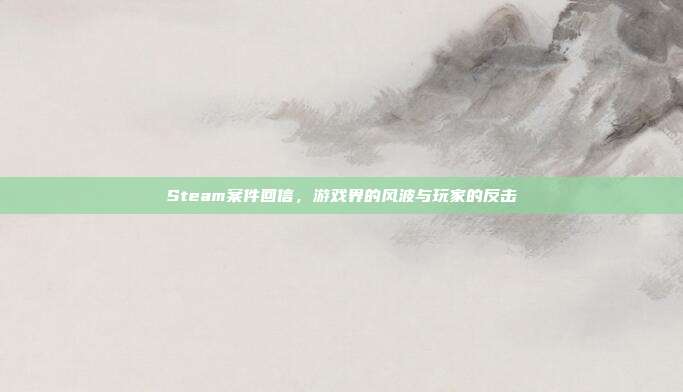 Steam案件回信，游戏界的风波与玩家的反击