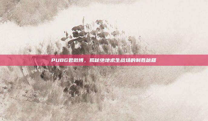 PUBG君微博,揭秘绝地求生战场的制胜秘籍