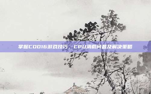 掌握COD16游戏技巧,CPU满载问题及解决策略