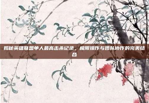 揭秘英雄联盟单人最高击杀记录,极限操作与团队协作的完美结合