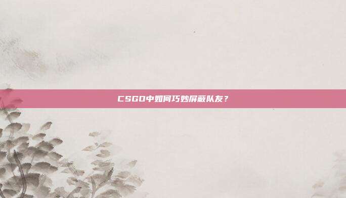 CSGO中如何巧妙屏蔽队友?