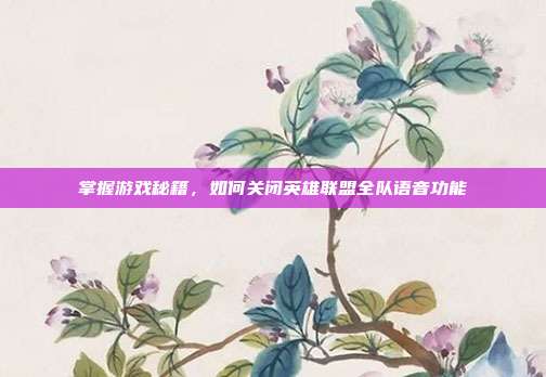 掌握游戏秘籍,如何关闭英雄联盟全队语音功能