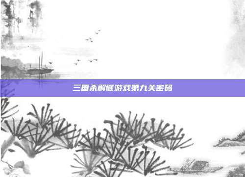 三国杀解谜游戏第九关密码